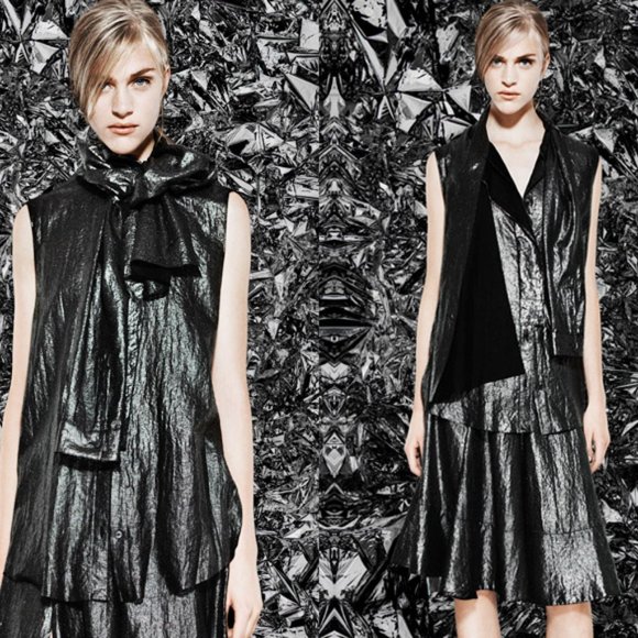 Acne Patrice Metallic Silver Blouse 38 8 - Picture 10 of 10